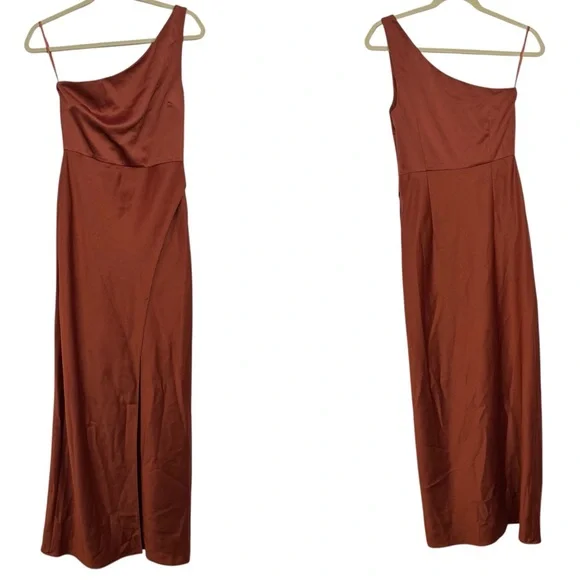 BHLDN Dylan One-Shoulder Satin Side-Slit Gown - Picture 2 of 16